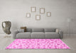 Machine Washable Persian Pink Traditional Rug in a Living Room, wshtr2185pnk