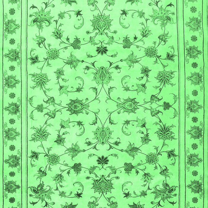 Machine Washable Persian Emerald Green Traditional Area Rugs, wshtr2185emgrn