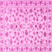 Square Machine Washable Persian Pink Traditional Rug, wshtr2185pnk