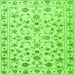 Round Machine Washable Persian Green Traditional Area Rugs, wshtr2185grn