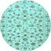 Round Machine Washable Persian Light Blue Traditional Rug, wshtr2185lblu