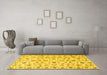 Machine Washable Persian Yellow Traditional Rug in a Living Room, wshtr2185yw