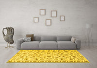 Machine Washable Persian Yellow Traditional Rug, wshtr2185yw