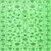 Square Machine Washable Persian Emerald Green Traditional Area Rugs, wshtr2185emgrn