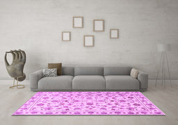 Machine Washable Persian Purple Traditional Area Rugs in a Living Room, wshtr2185pur