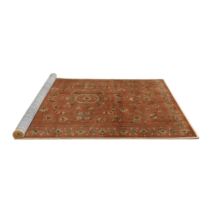Sideview of Machine Washable Traditional Mahogany Brown Rug, wshtr2186
