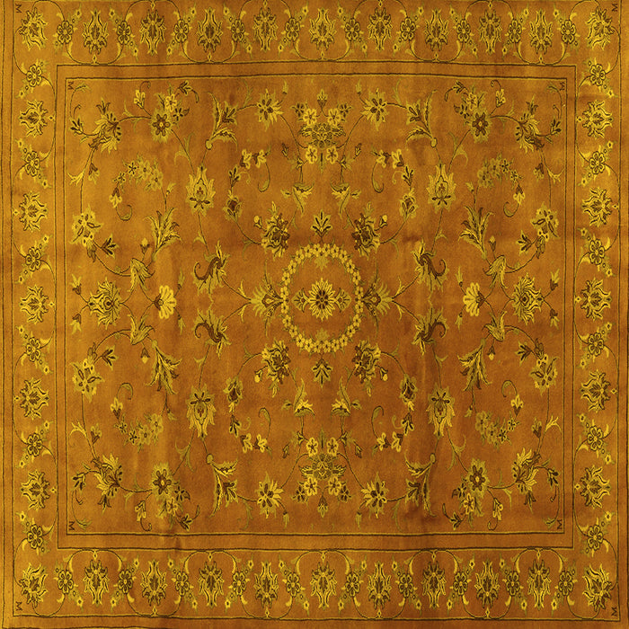 Square Machine Washable Persian Yellow Traditional Rug, wshtr2186yw