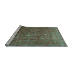 Sideview of Machine Washable Persian Light Blue Traditional Rug, wshtr2186lblu