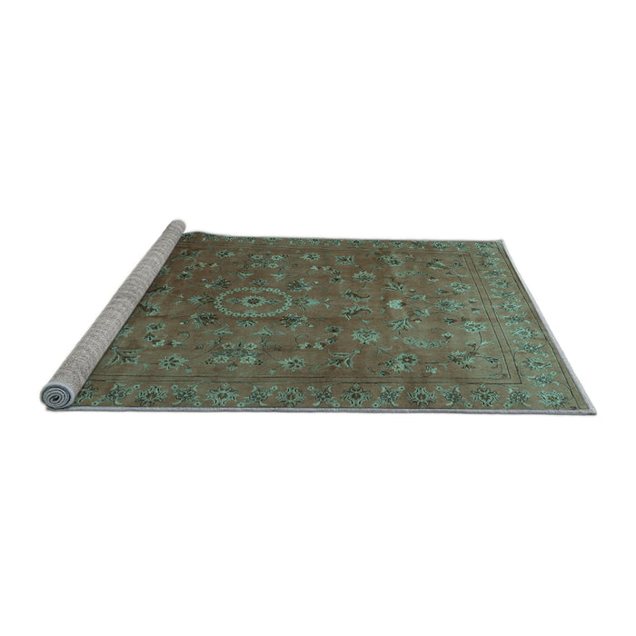 Sideview of Machine Washable Persian Light Blue Traditional Rug, wshtr2186lblu