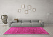 Machine Washable Persian Pink Traditional Rug in a Living Room, wshtr2186pnk