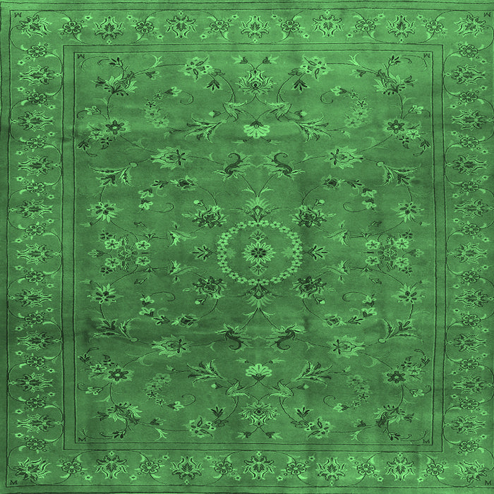 Square Persian Emerald Green Traditional Rug, tr2186emgrn