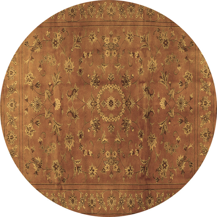 Round Machine Washable Persian Brown Traditional Rug, wshtr2186brn