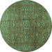 Round Persian Turquoise Traditional Rug, tr2186turq