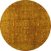 Round Persian Yellow Traditional Rug, tr2186yw
