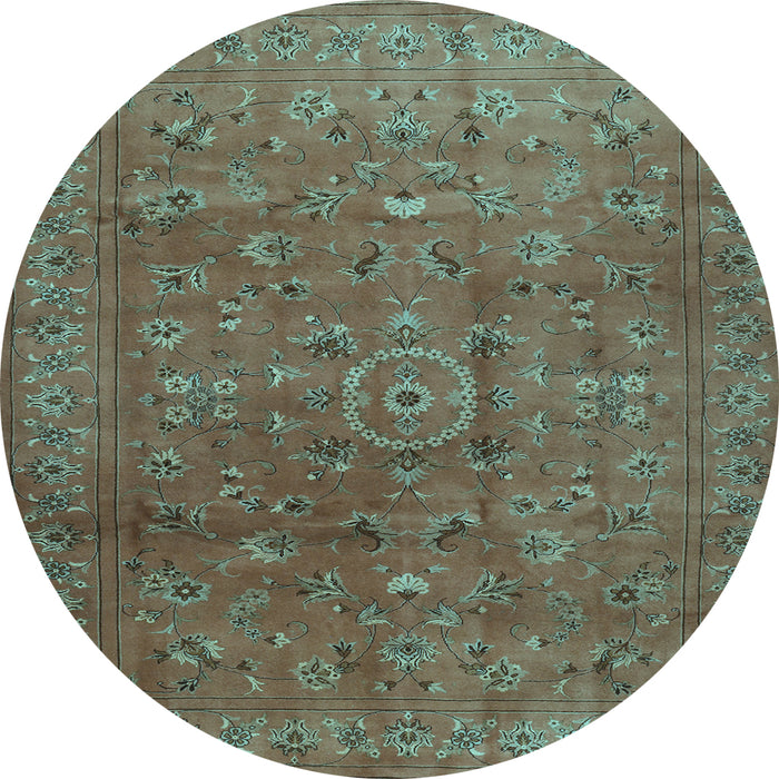 Round Machine Washable Persian Light Blue Traditional Rug, wshtr2186lblu