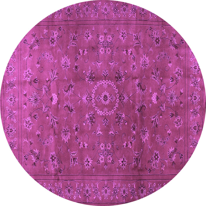 Round Machine Washable Persian Purple Traditional Area Rugs, wshtr2186pur
