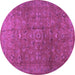 Round Machine Washable Persian Purple Traditional Area Rugs, wshtr2186pur