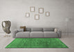 Machine Washable Persian Emerald Green Traditional Area Rugs in a Living Room,, wshtr2186emgrn