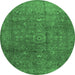 Round Persian Emerald Green Traditional Rug, tr2186emgrn