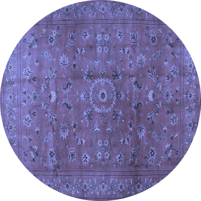 Round Persian Blue Traditional Rug, tr2186blu