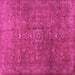 Square Machine Washable Persian Pink Traditional Rug, wshtr2186pnk