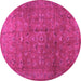 Round Machine Washable Persian Pink Traditional Rug, wshtr2186pnk