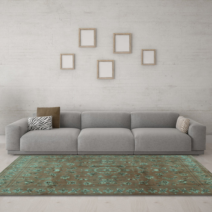 Machine Washable Persian Light Blue Traditional Rug in a Living Room, wshtr2186lblu