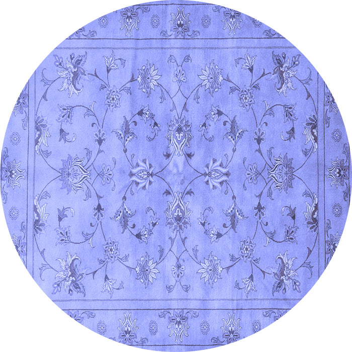 Round Persian Blue Traditional Rug, tr2187blu