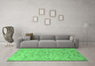 Machine Washable Persian Emerald Green Traditional Area Rugs in a Living Room,, wshtr2187emgrn