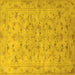 Square Machine Washable Persian Yellow Traditional Rug, wshtr2187yw