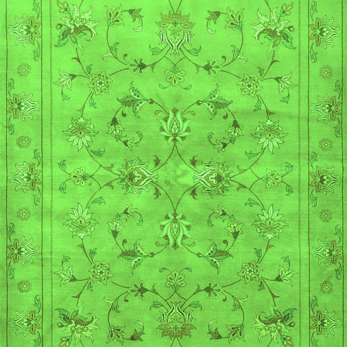 Serging Thickness of Machine Washable Persian Green Traditional Area Rugs, wshtr2187grn