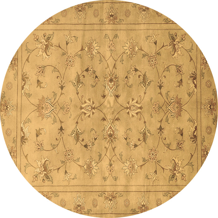 Round Persian Brown Traditional Rug, tr2187brn