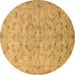 Round Persian Brown Traditional Rug, tr2187brn
