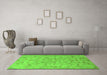 Machine Washable Persian Green Traditional Area Rugs in a Living Room,, wshtr2187grn