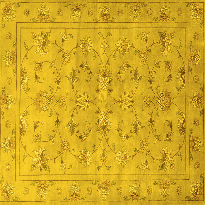 Square Persian Yellow Traditional Rug, tr2187yw