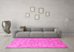 Machine Washable Persian Pink Traditional Rug in a Living Room, wshtr2187pnk