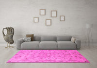 Machine Washable Persian Pink Traditional Rug, wshtr2187pnk