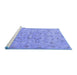 Sideview of Machine Washable Persian Blue Traditional Rug, wshtr2187blu