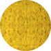 Round Persian Yellow Traditional Rug, tr2187yw