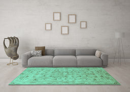 Machine Washable Persian Turquoise Traditional Area Rugs in a Living Room,, wshtr2187turq