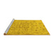 Sideview of Machine Washable Persian Yellow Traditional Rug, wshtr2187yw