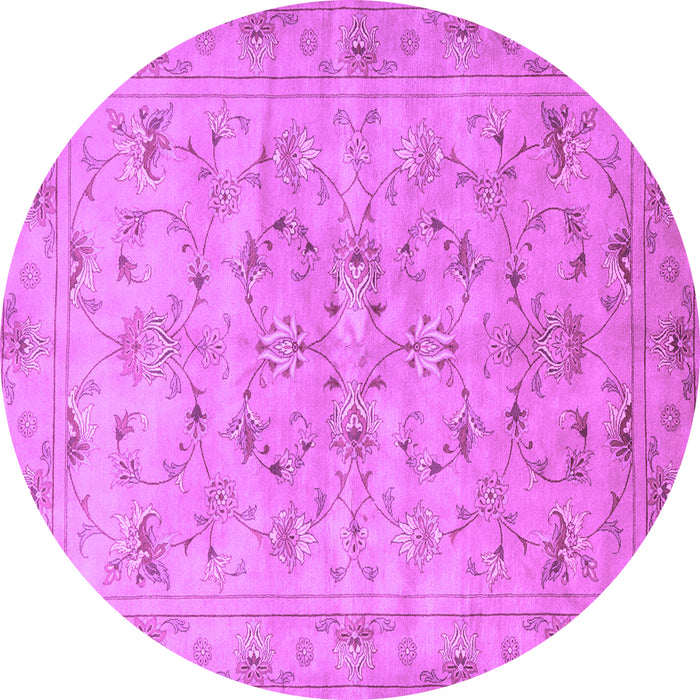 Round Machine Washable Persian Purple Traditional Area Rugs, wshtr2187pur