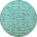 Round Persian Light Blue Traditional Rug, tr2187lblu
