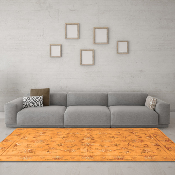 Machine Washable Persian Orange Traditional Area Rugs in a Living Room, wshtr2187org
