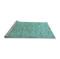 Sideview of Machine Washable Persian Light Blue Traditional Rug, wshtr2187lblu
