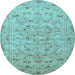 Round Machine Washable Persian Light Blue Traditional Rug, wshtr2187lblu