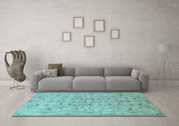 Machine Washable Persian Light Blue Traditional Rug in a Living Room, wshtr2187lblu