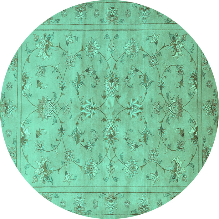 Round Persian Turquoise Traditional Rug, tr2187turq
