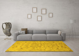 Machine Washable Persian Yellow Traditional Rug in a Living Room, wshtr2187yw