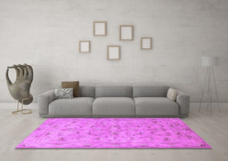 Machine Washable Persian Purple Traditional Area Rugs in a Living Room, wshtr2187pur